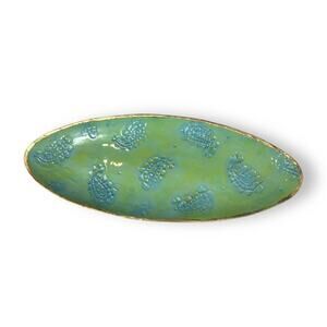 BRENDA HOLZKE STUDIOS B WARE MALIBU GREEN PAISLEY CERAMIC LARGE OVAL PLATTER